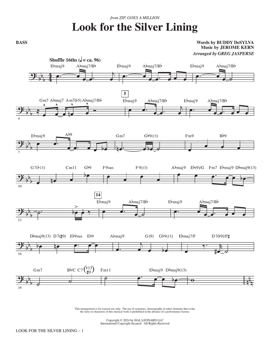 Look For The Silver Lining (arr. Greg Jasperse) - Bass Choir scores gallery preview page 1