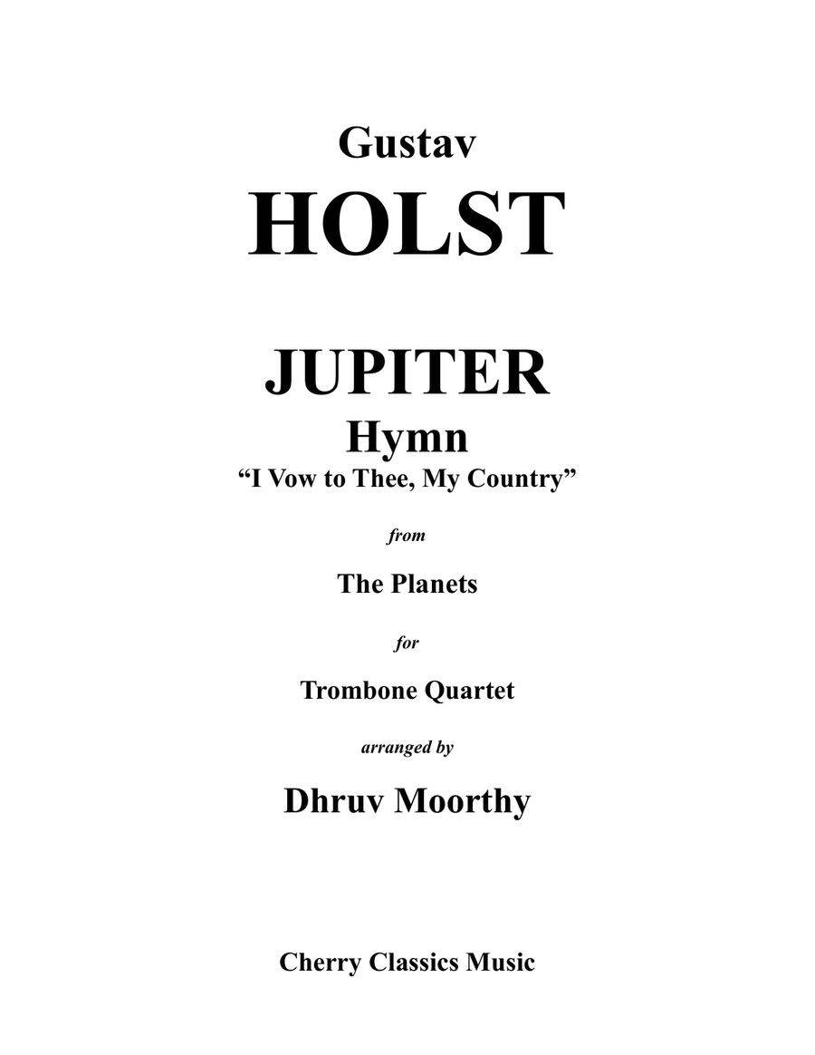 Jupiter Hymn from the Planets for Trombone Quartet Brass Quartet scores gallery preview page 1
