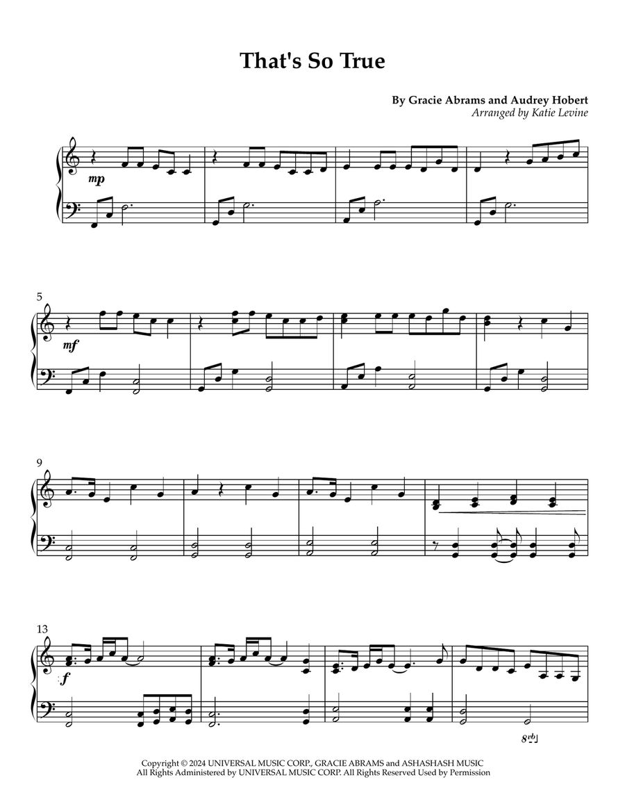 That's So True That's So True Easy Piano scores gallery preview page 1