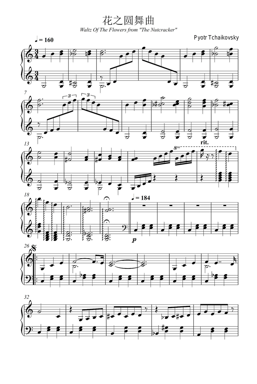Waltz of Flowers - The Nutcracker Piano Solo scores gallery preview page 1