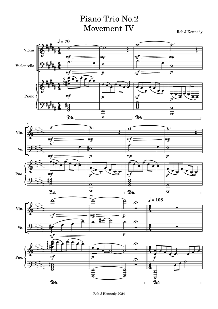 Piano Trio No.2 - 4th Movemnet - Score Only Piano Trio scores gallery preview page 1