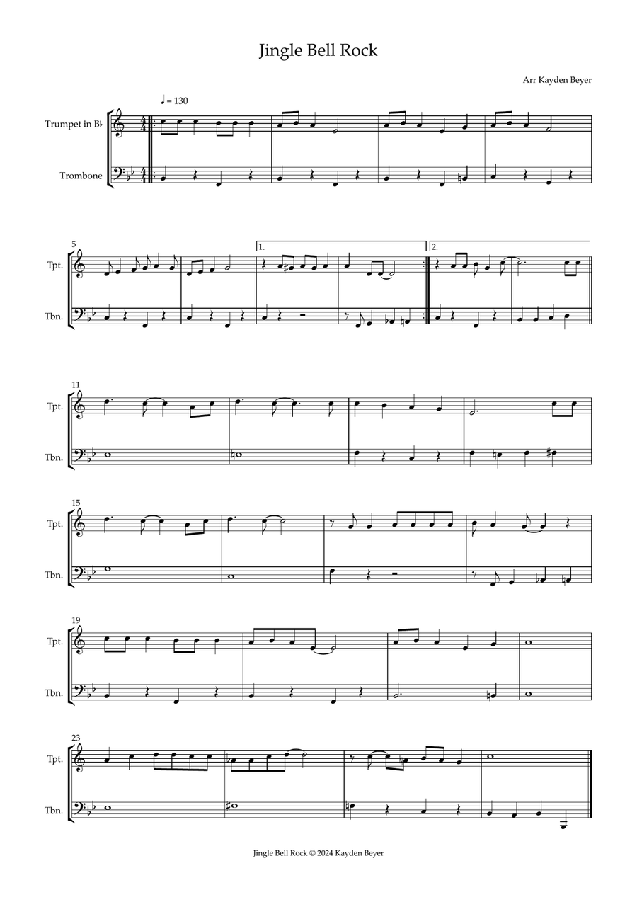 Jingle Bell Rock Jingle Bell Rock Brass Duet scores gallery preview page 1