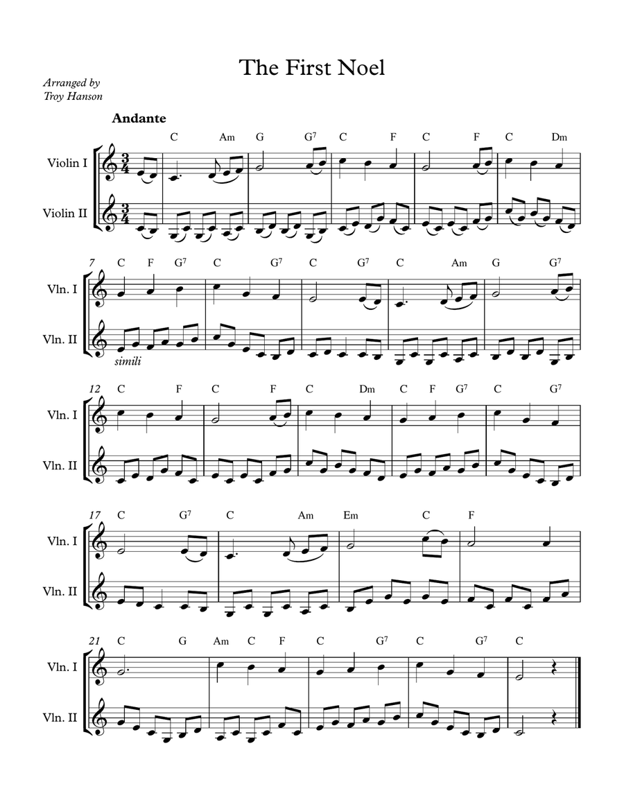 The First Noel The First Noel String Duet scores gallery preview page 1