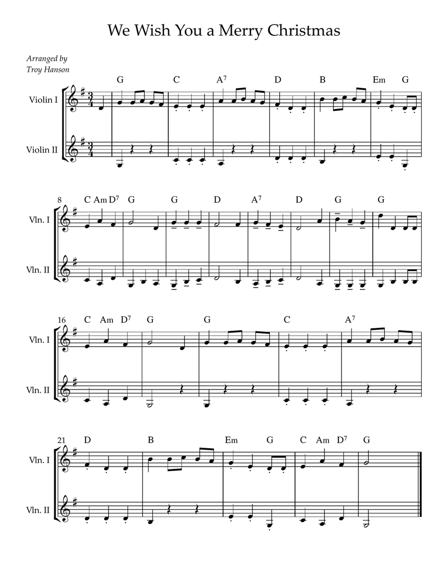We Wish You A Merry Christmas String Duet scores gallery preview page 1