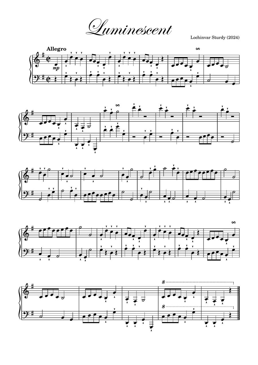 Luminescent Luminescent Piano Solo scores gallery preview page 1