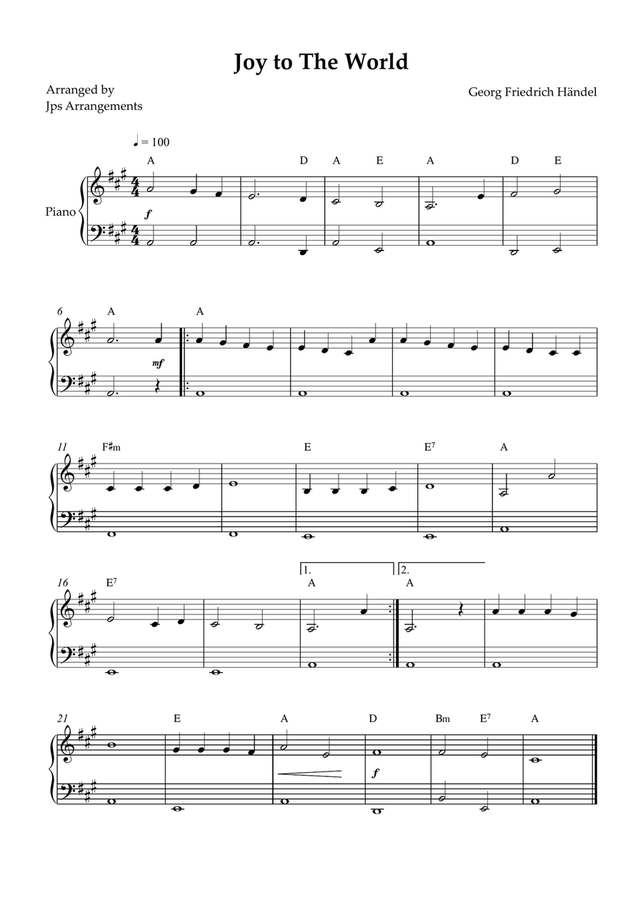 Joy To The World for easy piano Easy Piano scores gallery preview page 1