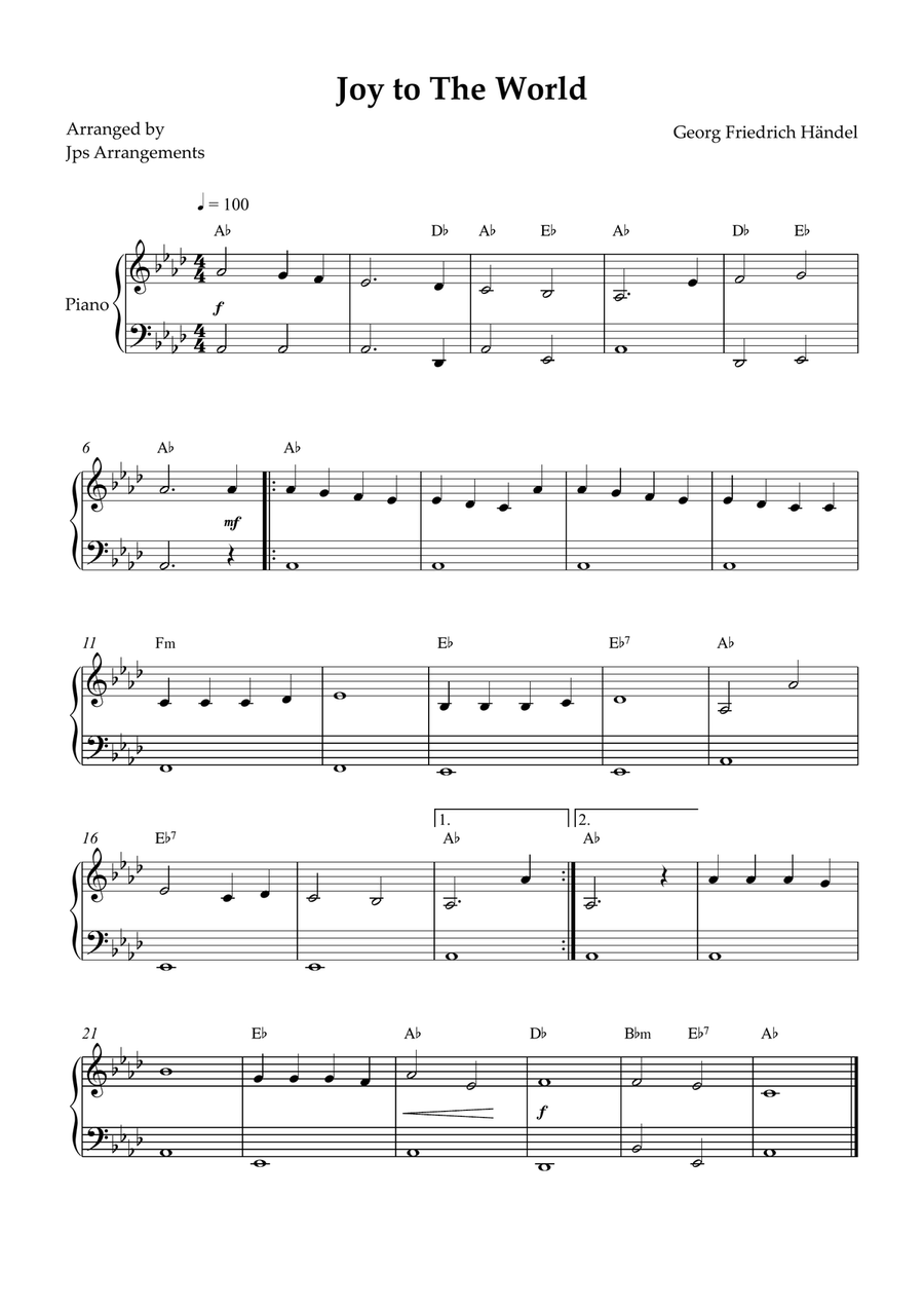 Joy To The World for easy piano Easy Piano scores gallery preview page 1