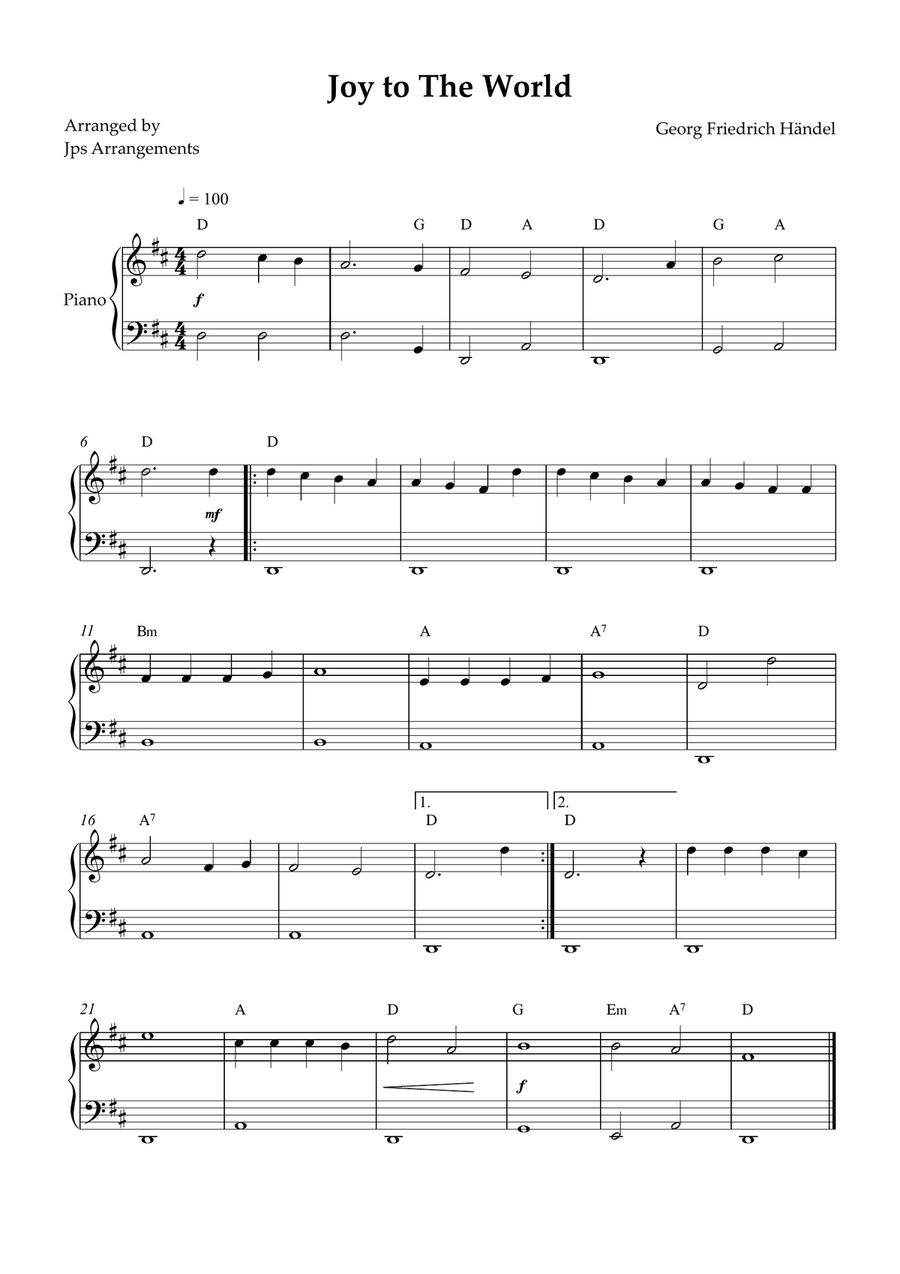 Joy To The World for easy piano Easy Piano scores gallery preview page 1