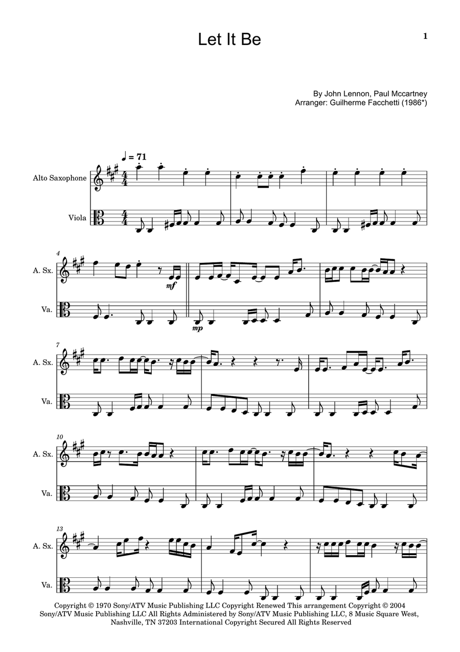 Let It Be Chamber Music scores gallery preview page 1