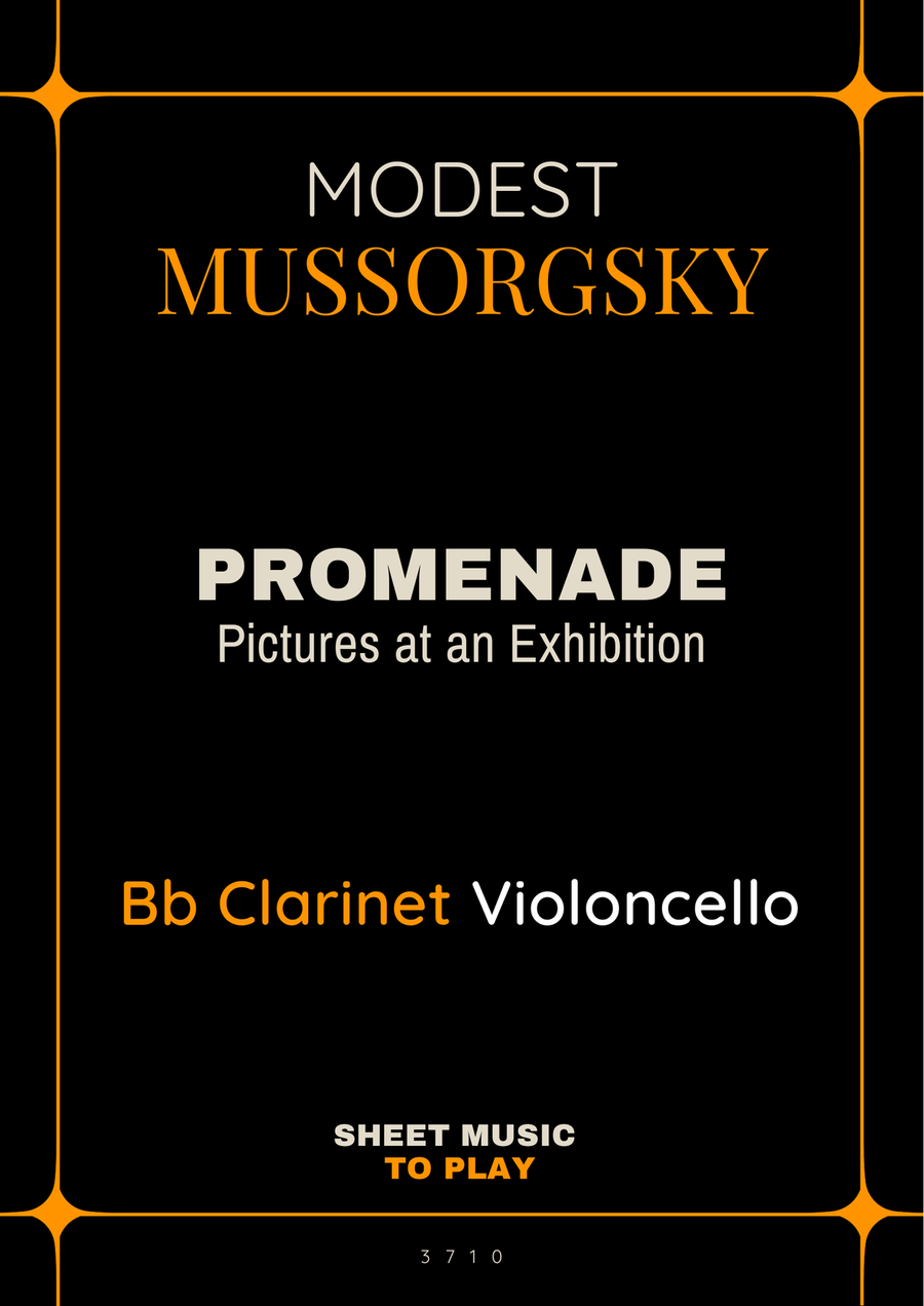 Pictures at an Exhibition - Promenade - Bb Clarinet and Cello B-Flat Clarinet scores gallery preview page 1