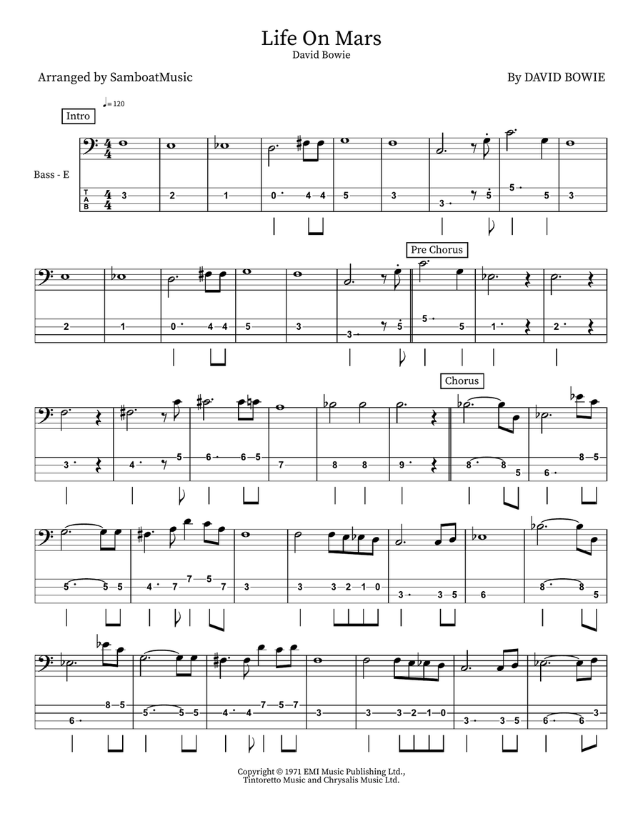 Life On Mars Life On Mars Acoustic Guitar scores gallery preview page 1