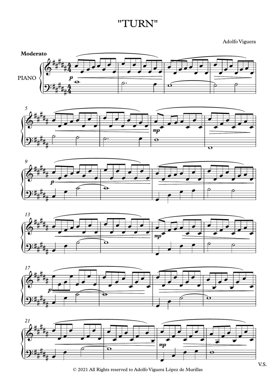 Turn Turn Piano Solo scores gallery preview page 1