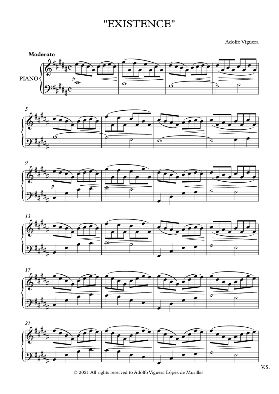 Existence Existence Piano, Vocal scores gallery preview page 1