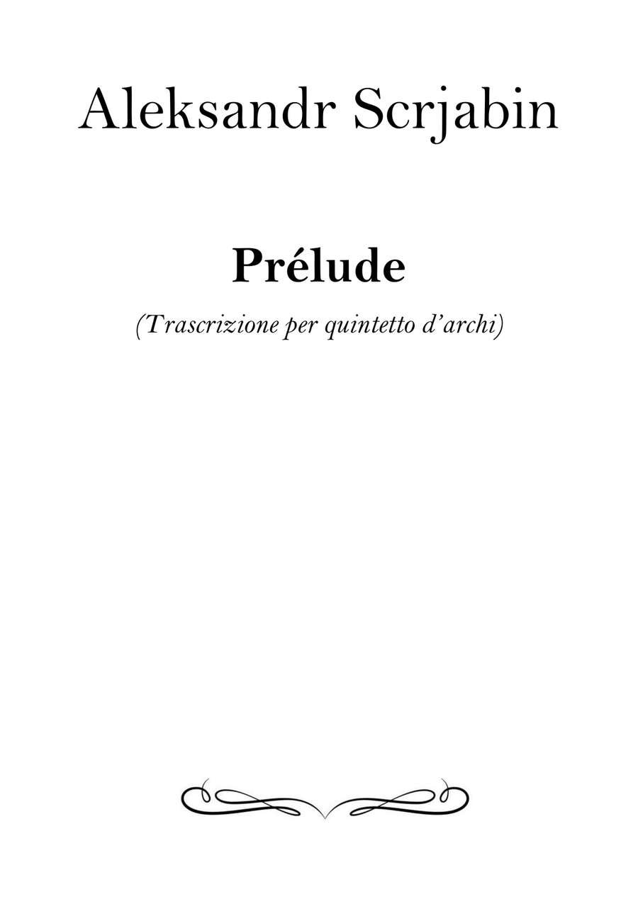 Prélude for left hand (arrangment for strings quintet) String Orchestra scores gallery preview page 1