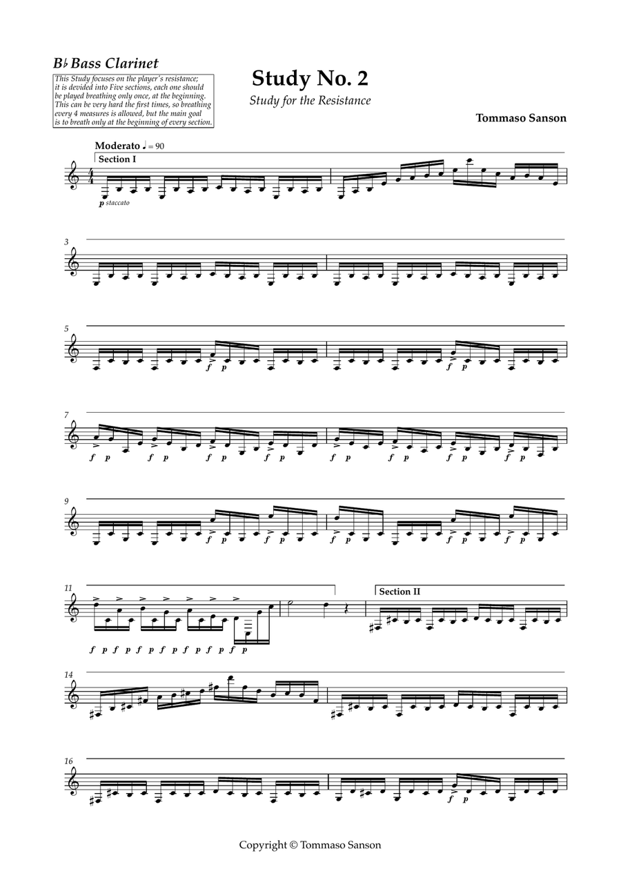 Study N. 2 - for Low C Bass Clarinet Chamber Music scores gallery preview page 1
