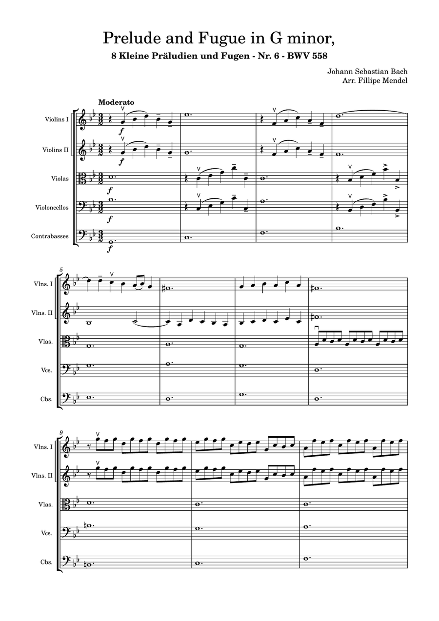 Bach - Prelude and Fugue in G minor BWV 558 String Orchestra scores gallery preview page 1