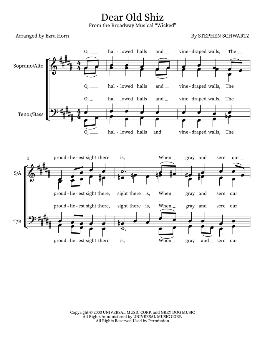 Dear Old Shiz Dear Old Shiz 4-Part scores gallery preview page 1