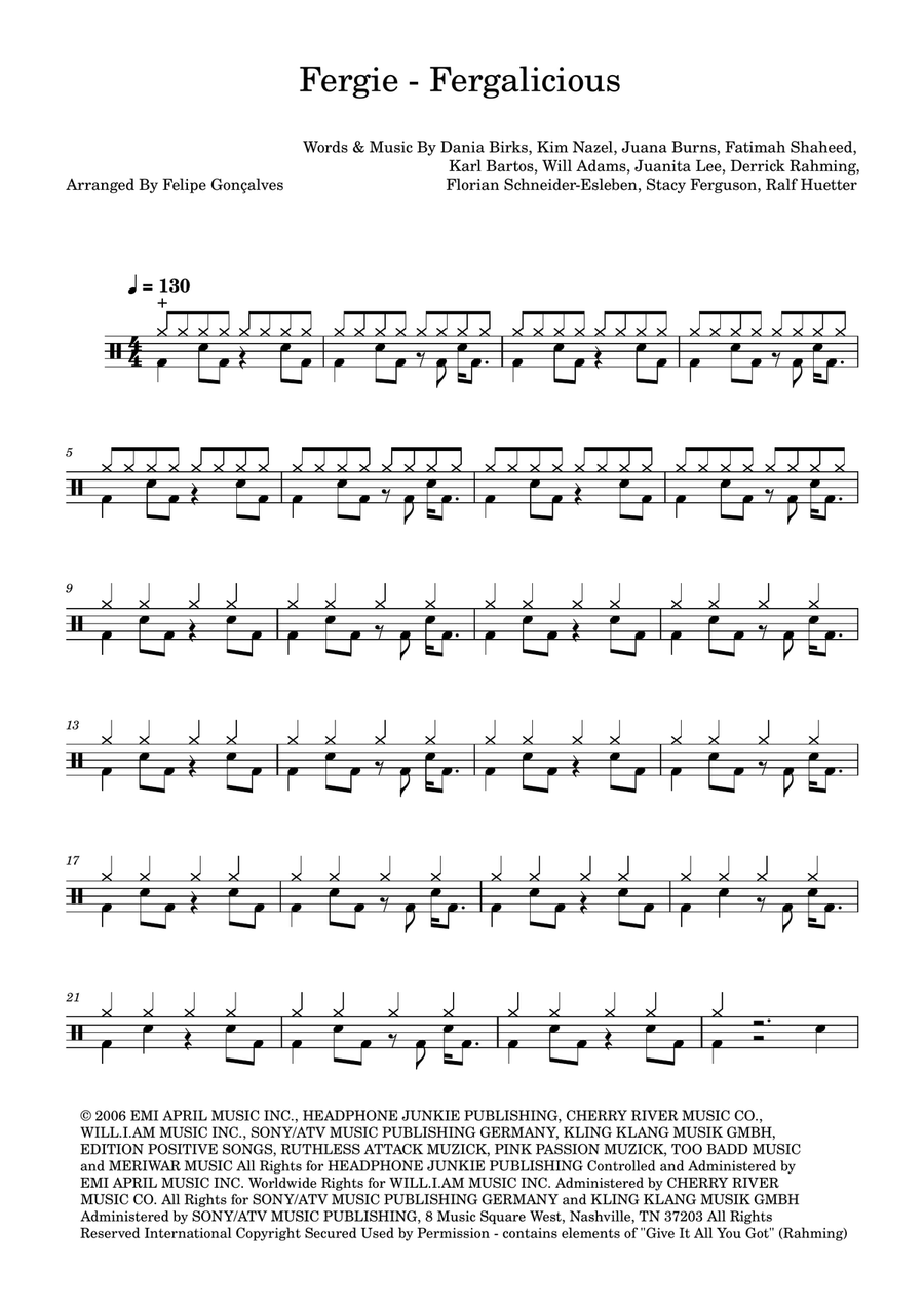 Fergalicious Fergalicious Drum Set scores gallery preview page 1