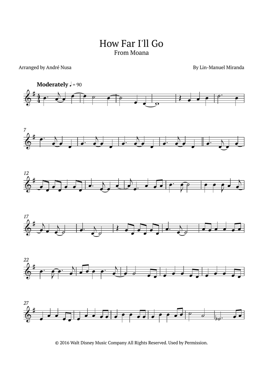 How Far I'll Go Oboe Solo scores gallery preview page 1