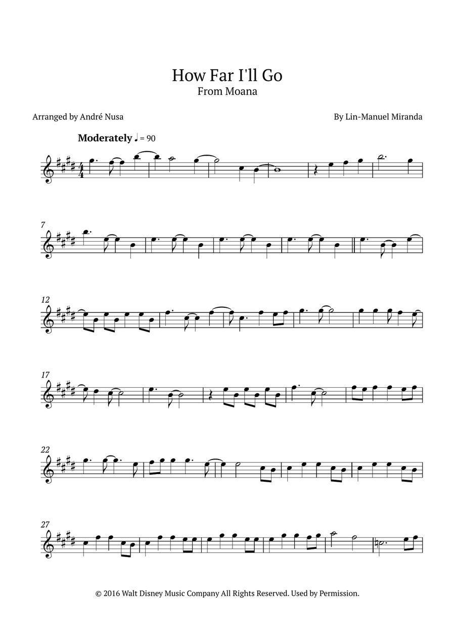 How Far I'll Go Flute Solo scores gallery preview page 1