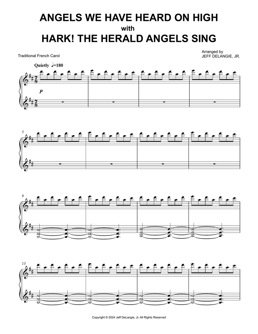 Angels We Have Heard on High -with- Hark!, the Herald Angels Sing Piano Solo scores gallery preview page 1