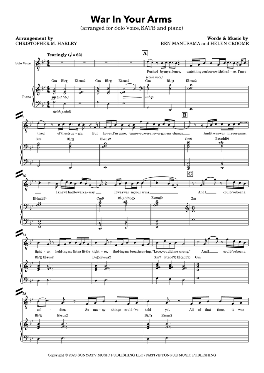 War In Your Arms War In Your Arms Divisi scores gallery preview page 1