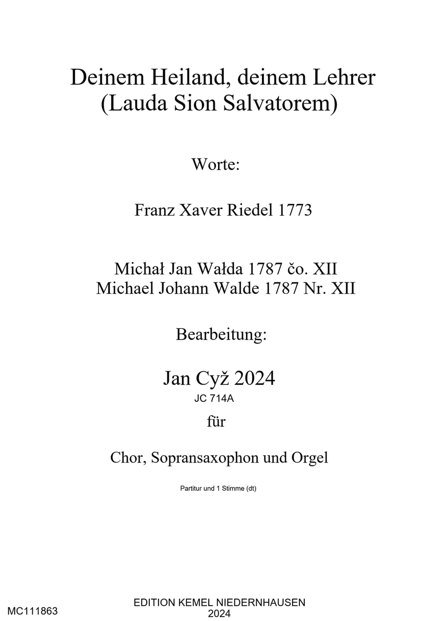 Deinem Heiland, deinem Lehrer = Lauda Sion Salvatorem Choir scores gallery preview page 1