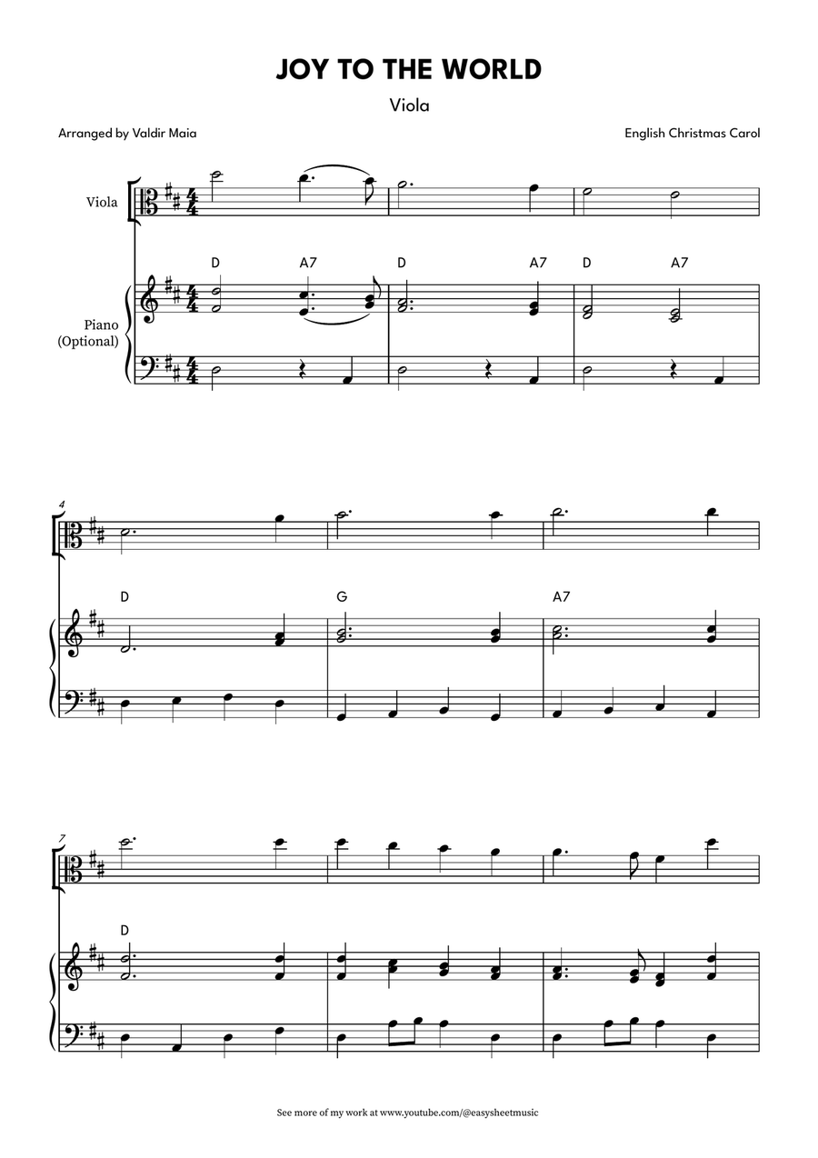 Joy to the World for Viola with Piano Accompaniment Viola scores gallery preview page 1