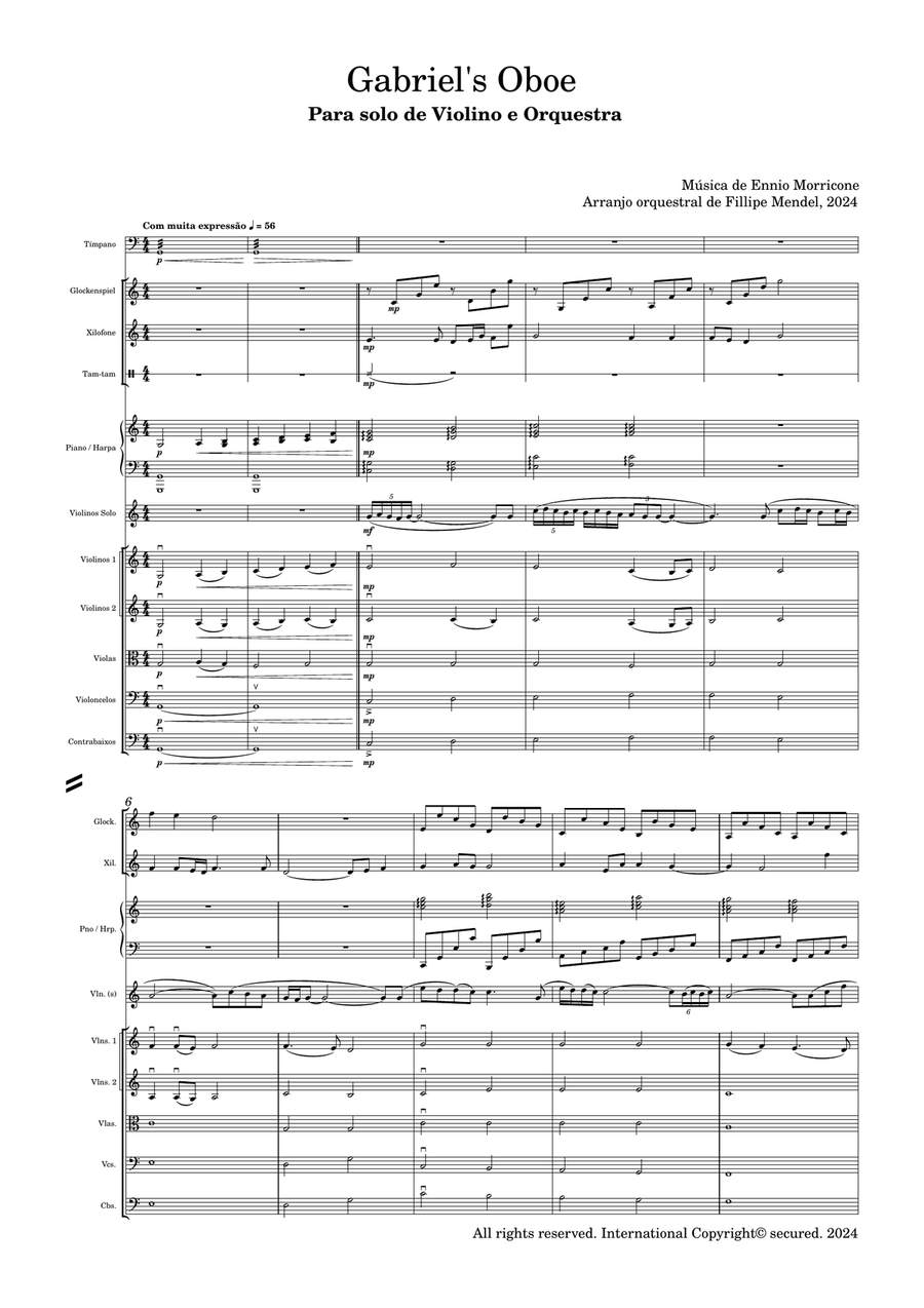 Gabriel's Oboe - Score Only Chamber Orchestra scores gallery preview page 1