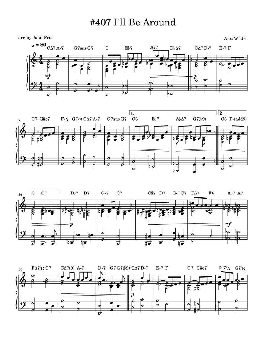 I'll Be Around Piano Solo scores gallery preview page 1