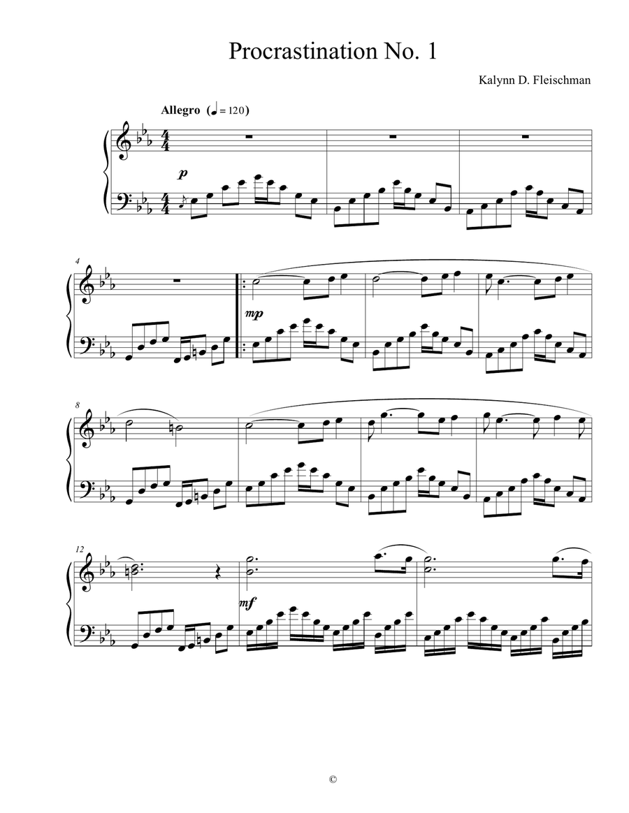 Procrastination No. 1 Piano Method scores gallery preview page 1