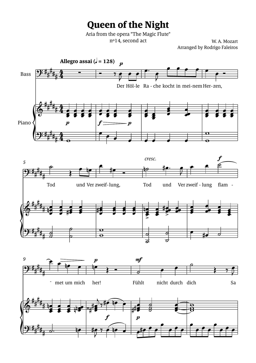 Queen of the Night (aria) - for BASS in G# minor Chamber Music scores gallery preview page 1