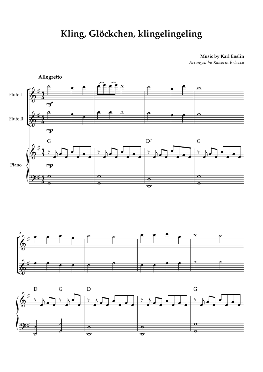 Kling, Glöckchen, klingelingeling Woodwind Duet scores gallery preview page 1