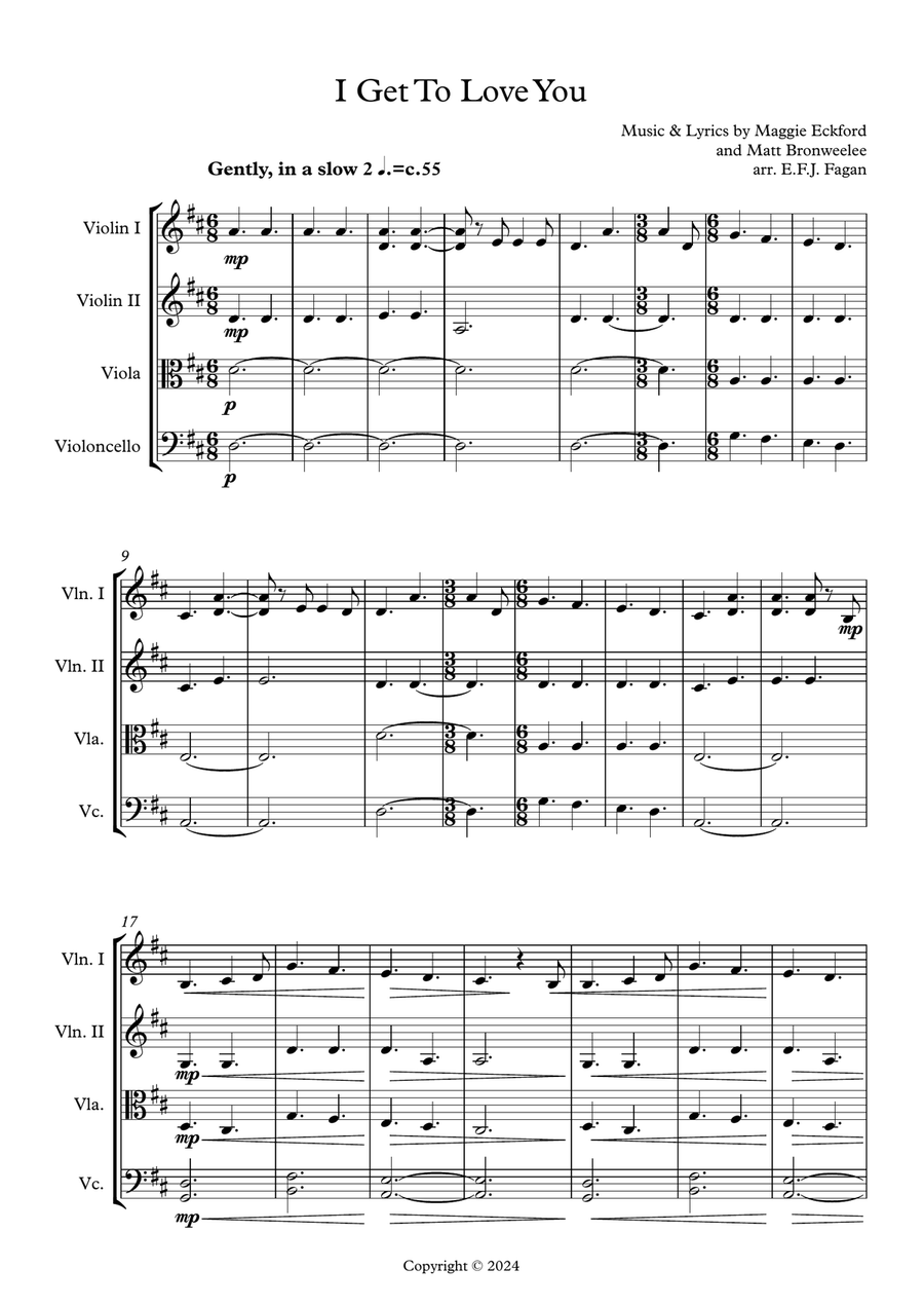 I Get To Love You I Get To Love You String Quartet scores gallery preview page 1
