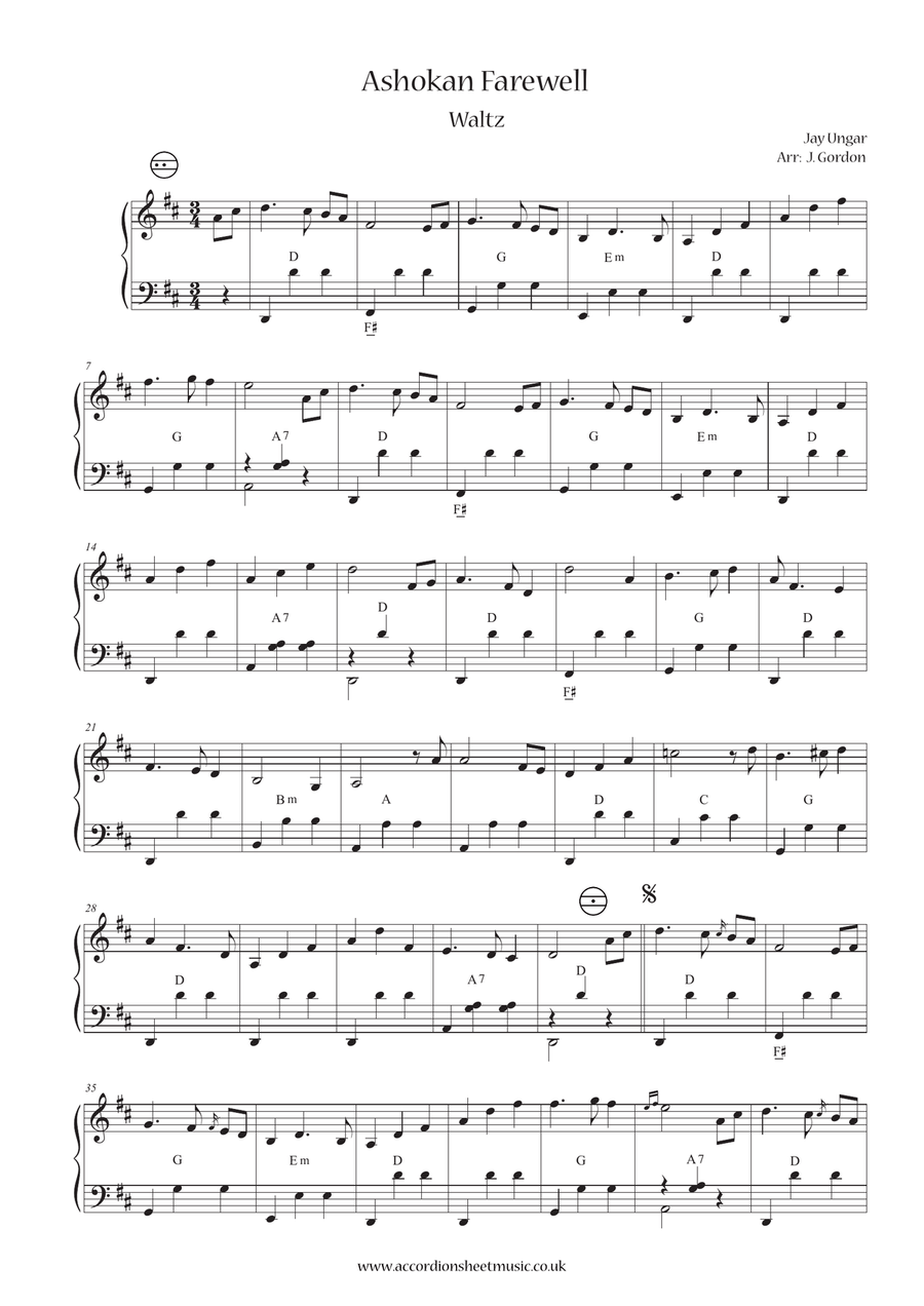 Ashokan Farewell Ashokan Farewell Accordion scores gallery preview page 1