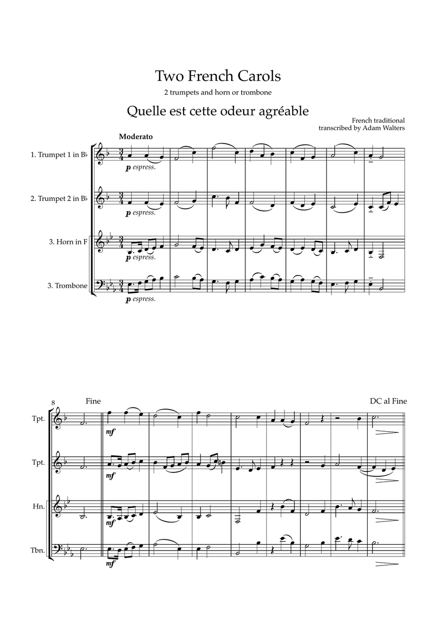 Two French Carols Two French Carols Brass Trio scores gallery preview page 1