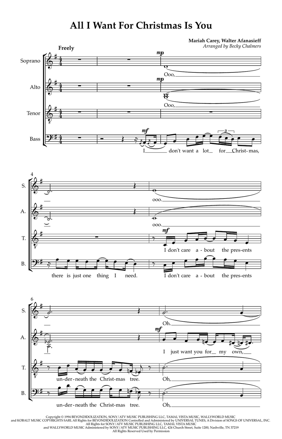 All I Want For Christmas Is You Divisi scores gallery preview page 1