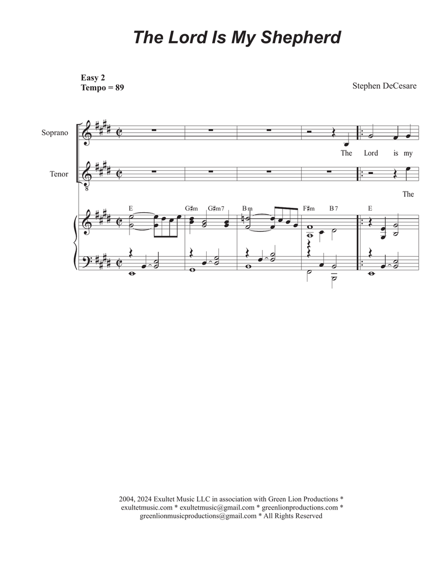 The Lord Is My Shepherd (2-part choir - (Soprano and Tenor) 2-Part scores gallery preview page 1