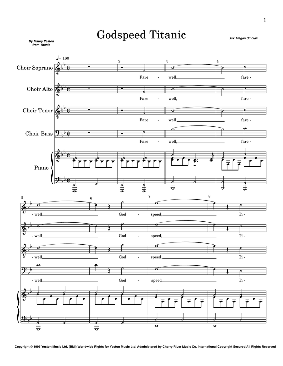 Godspeed Titanic (Sail On) 4-Part scores gallery preview page 1