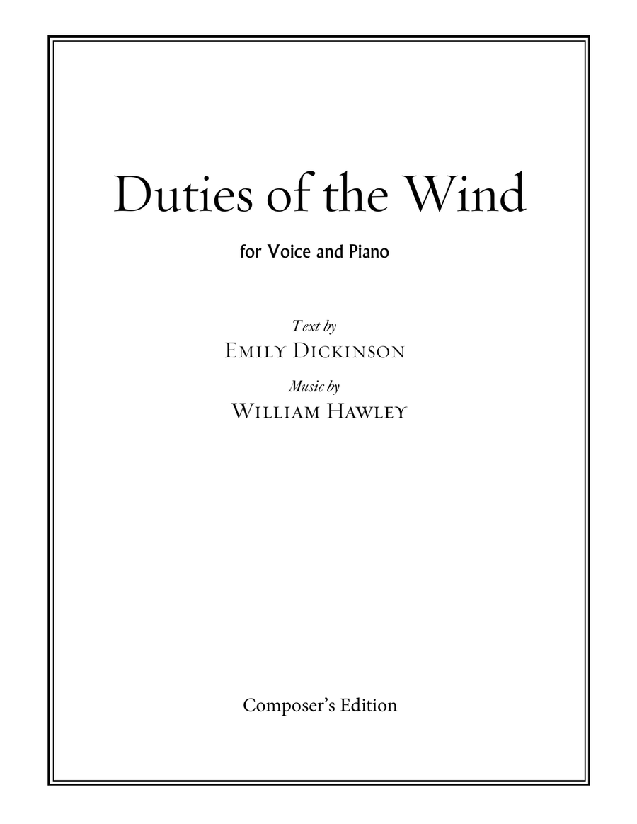 Duties of the Wind Duties of the Wind Piano, Vocal scores gallery preview page 1