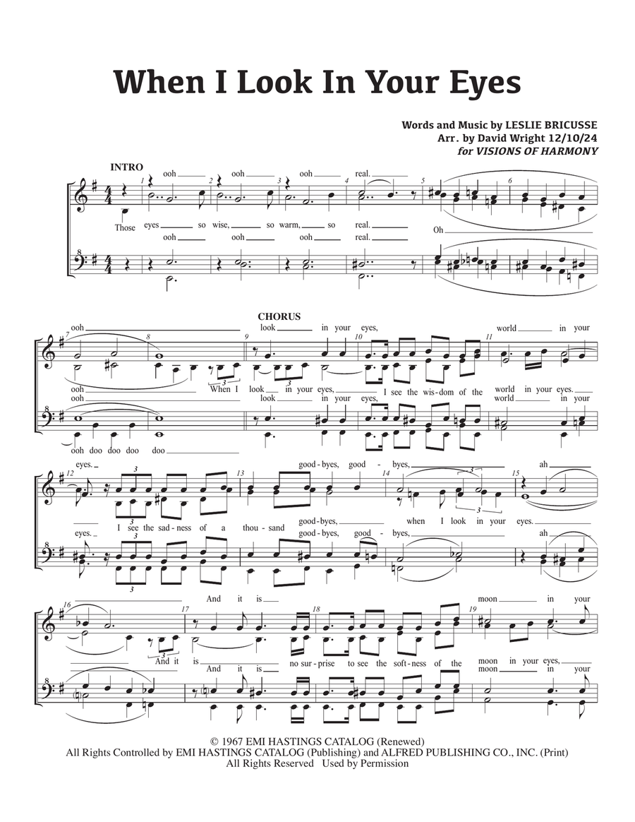 When I Look In Your Eyes When I Look In Your Eyes SSAA scores gallery preview page 1