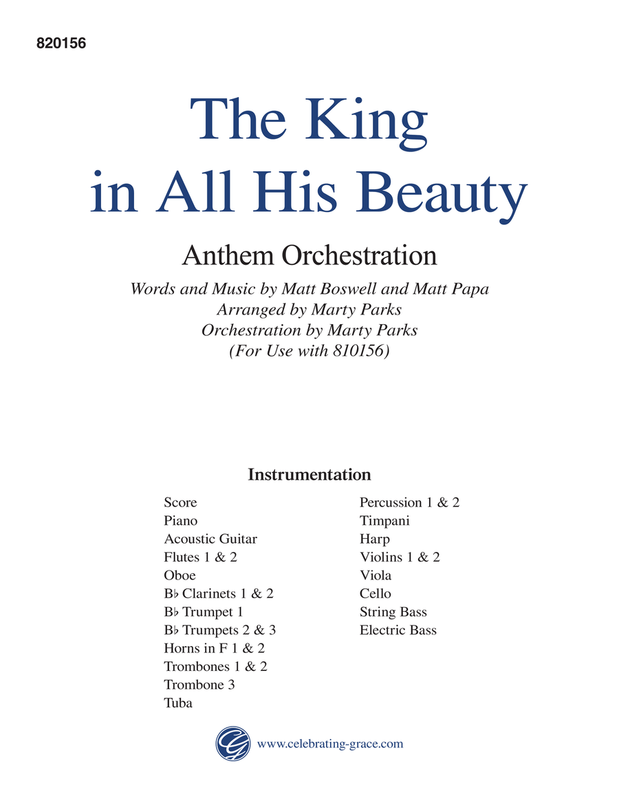 The King in All His Beauty Orchestration 4-Part scores gallery preview page 1