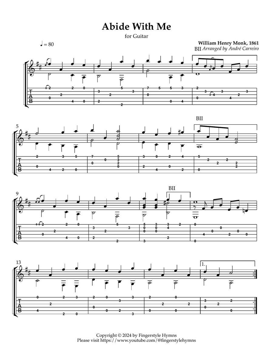 Abide With Me - Beginner Fingerstyle Guitar Acoustic Guitar scores gallery preview page 1