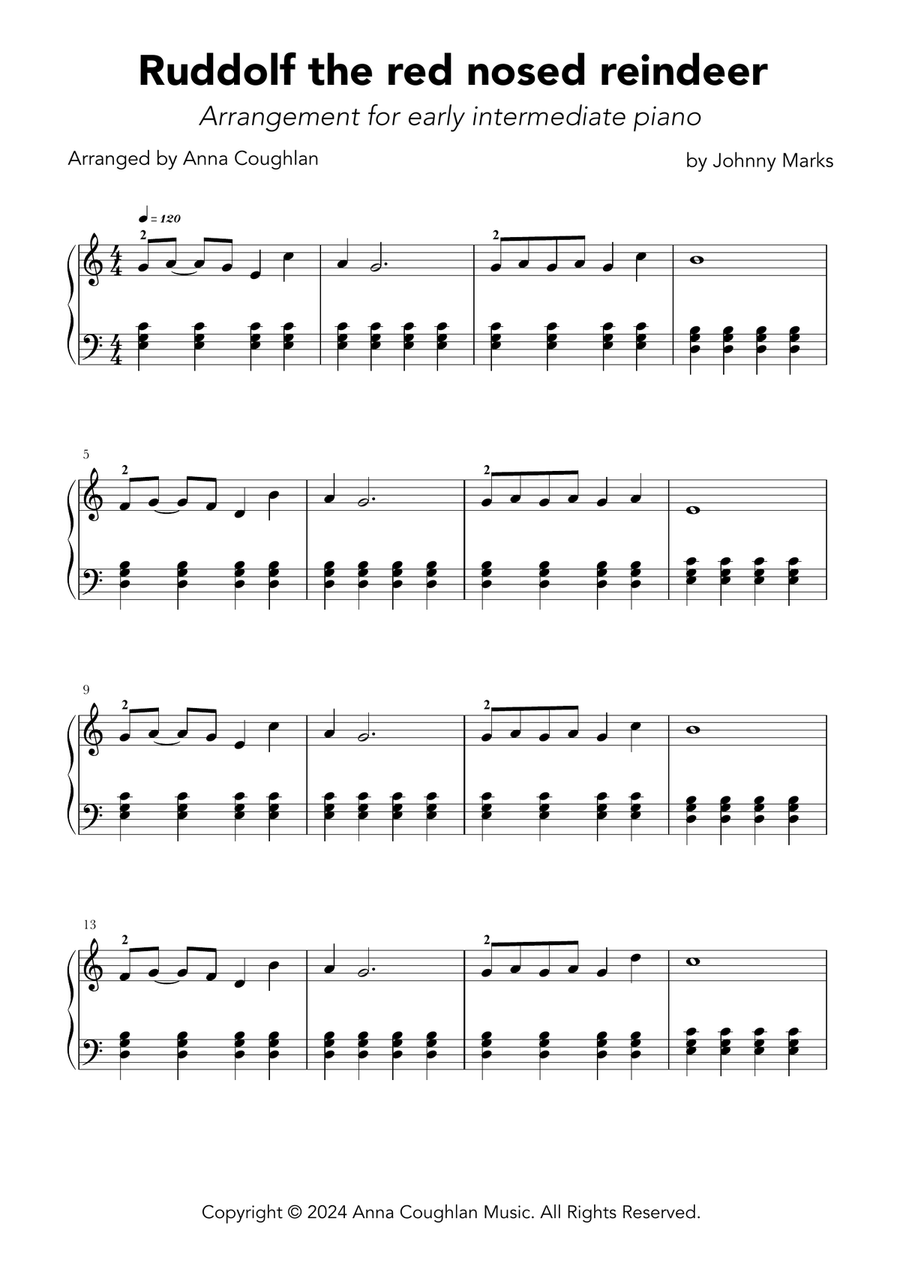 Rudolph The Red-Nosed Reindeer Piano Solo scores gallery preview page 1