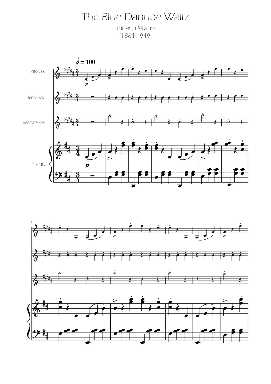 Blue Danube Walzt - Sax Trio ATB Woodwind Trio scores gallery preview page 1