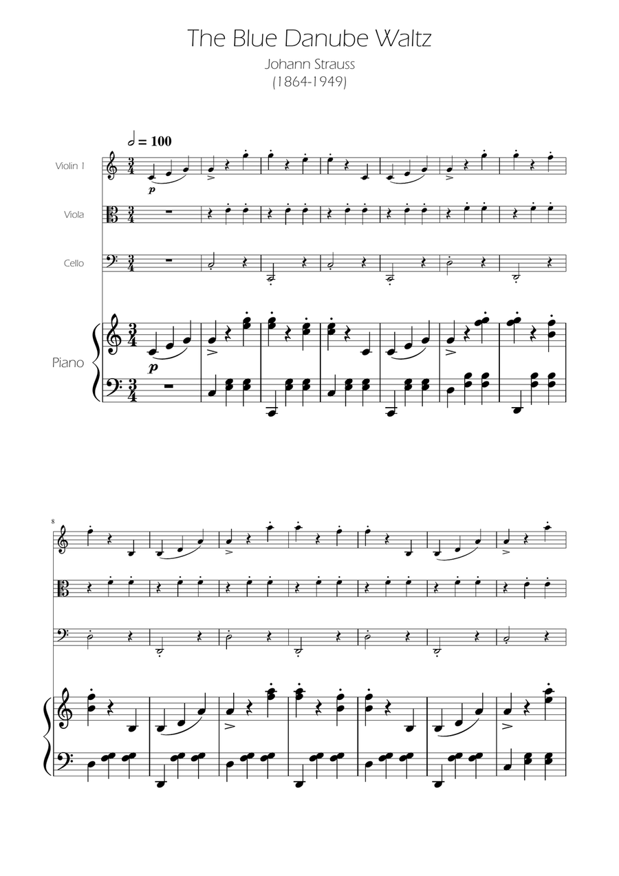 Blue Danube Walzt - String Trio String Trio scores gallery preview page 1