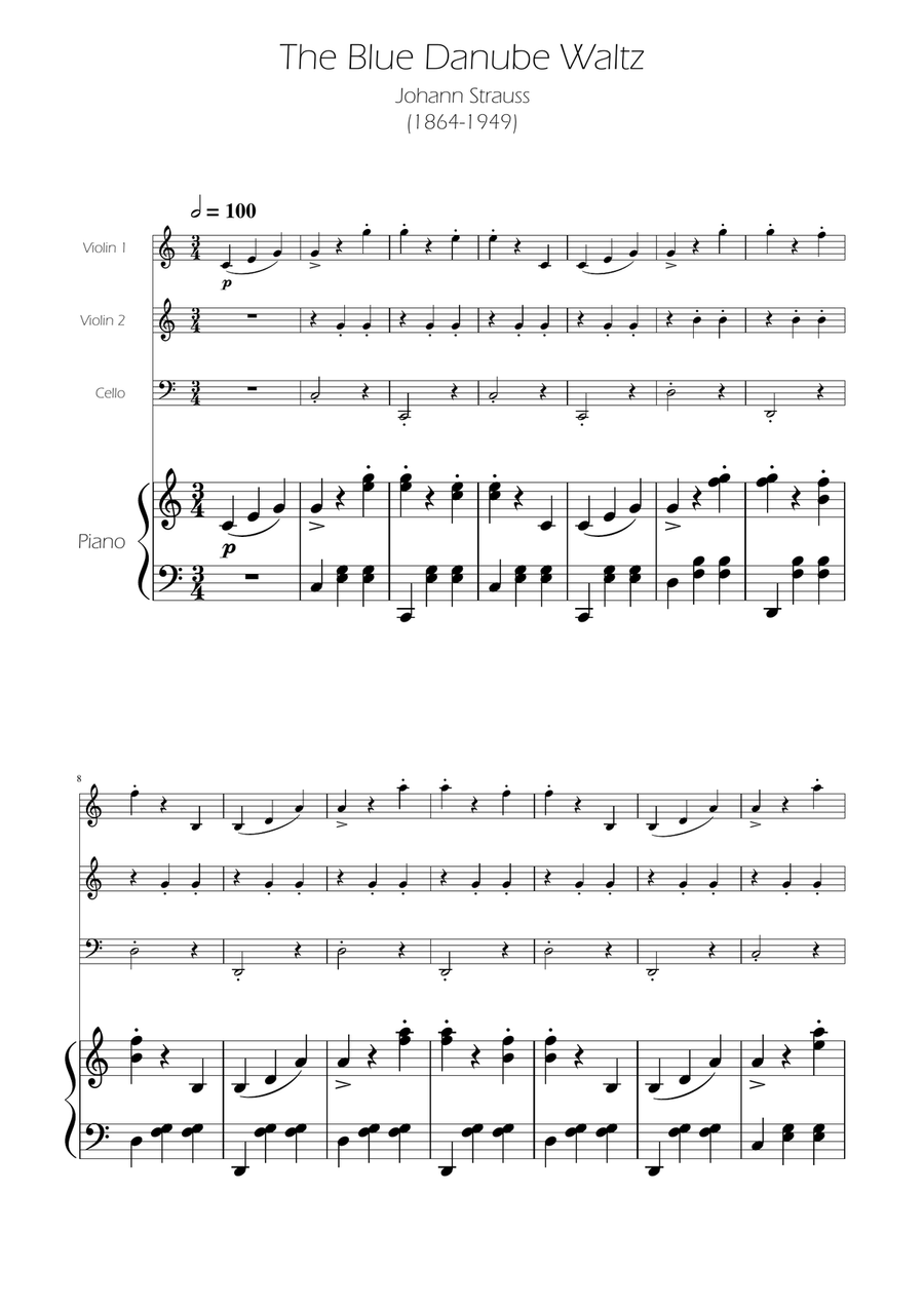 Blue Danube Walzt - String Trio String Trio scores gallery preview page 1