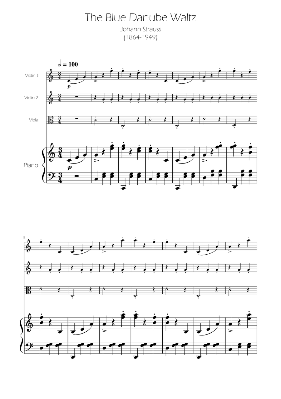Blue Danube Walzt - String Trio String Trio scores gallery preview page 1
