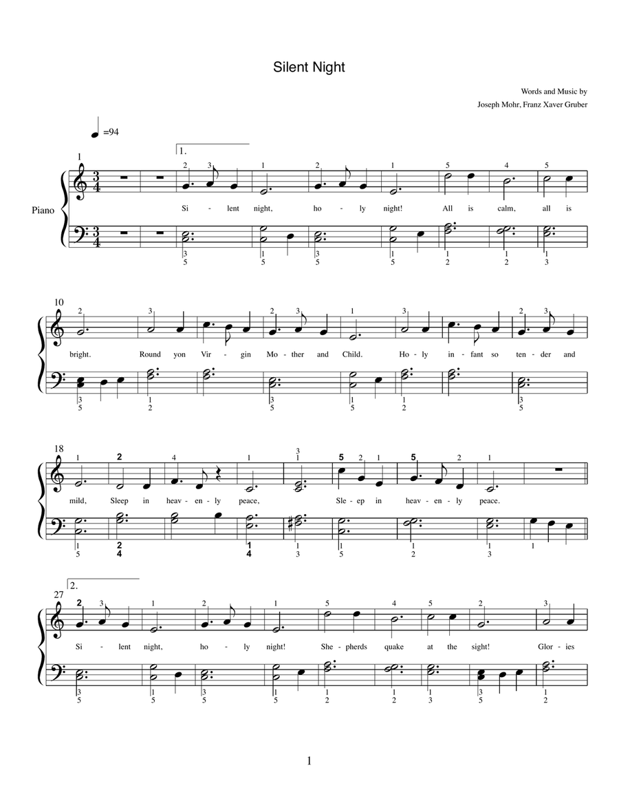 Silent Night Silent Night Piano, Vocal scores gallery preview page 1