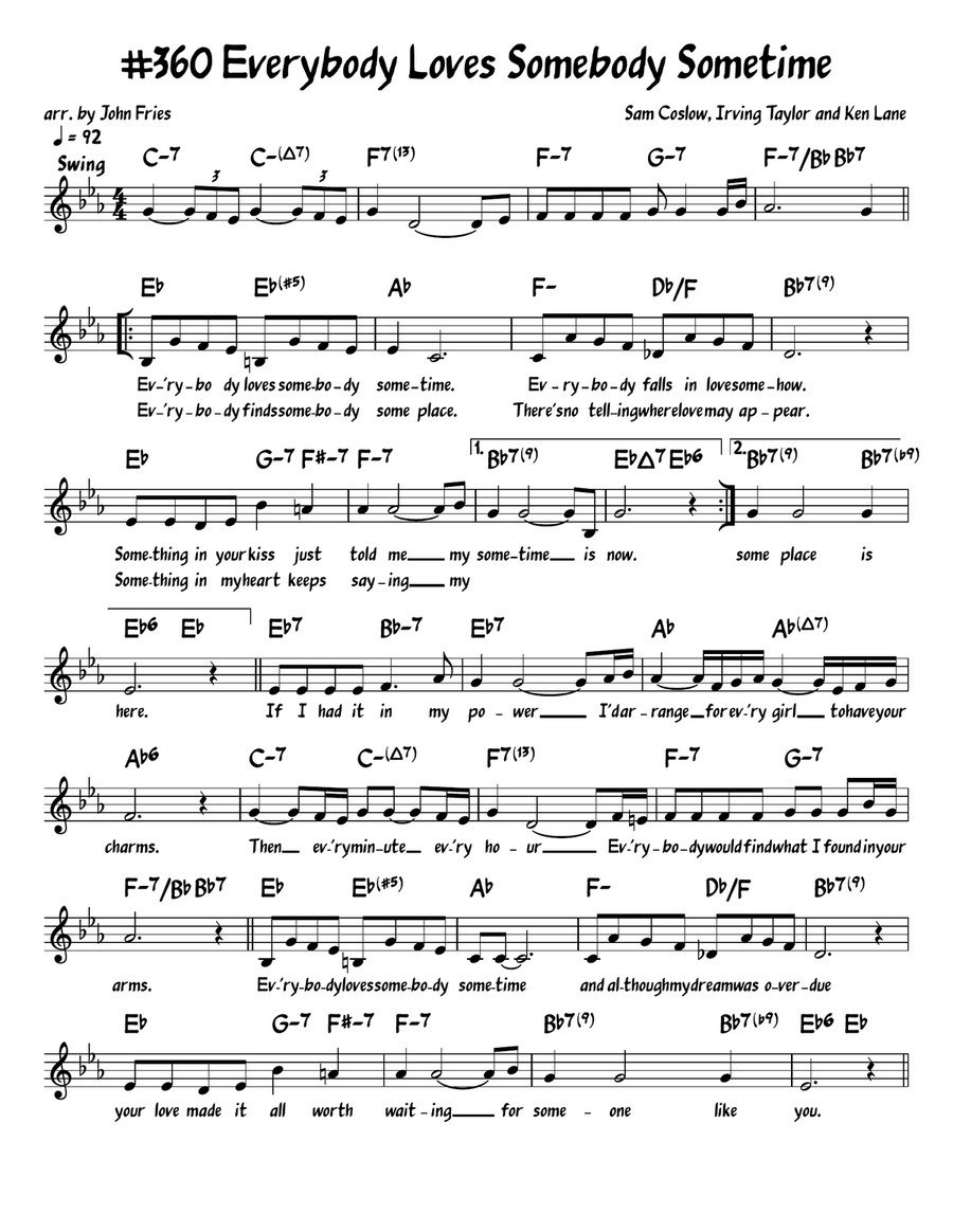 Everybody Loves Somebody Everybody Loves Somebody Piano, Vocal scores gallery preview page 1